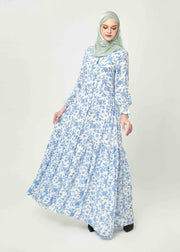 Azure Bloom Tiered Maxi Dress by Minnaba